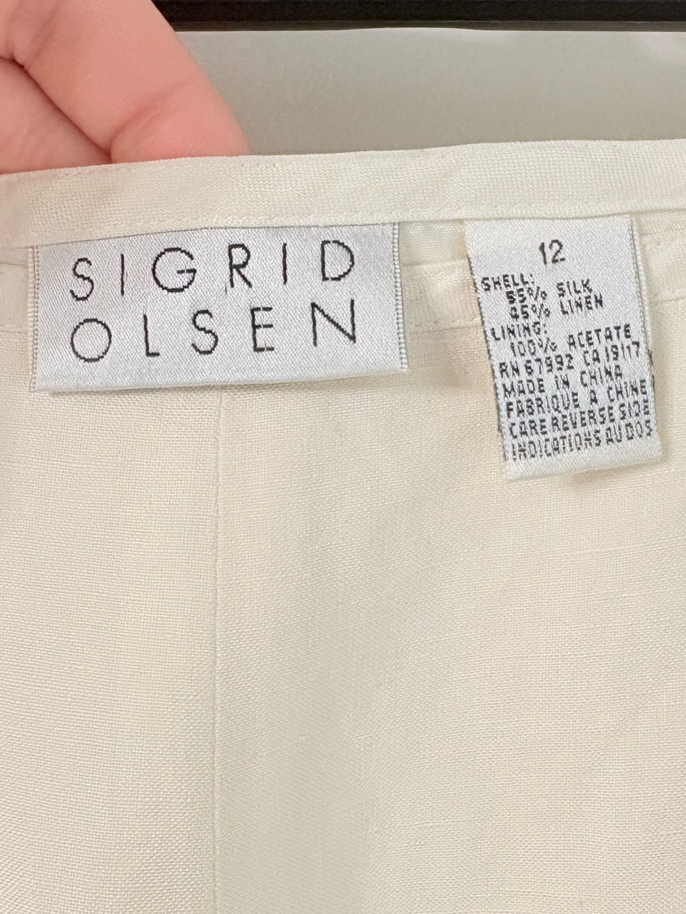 VTG SIGRID OLSEN Cream Wide Leg Trousers Silk Linen Old Money Minimalist Chic 12 - Picture 3 of 5
